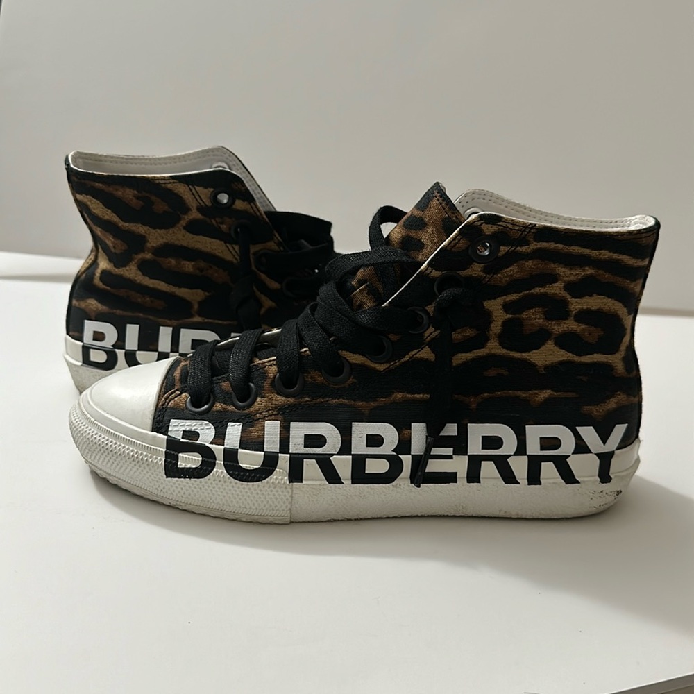 Burberry Leopard Print High-Top Sneakers - Picture 1 of 2